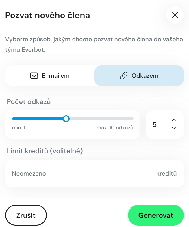 Detail pozvání - odkaz